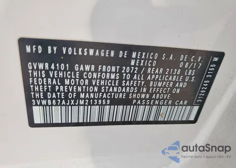 2018 Volkswagen Jetta Se from USA, damaged, VIN 3VWB67AJXJM213959